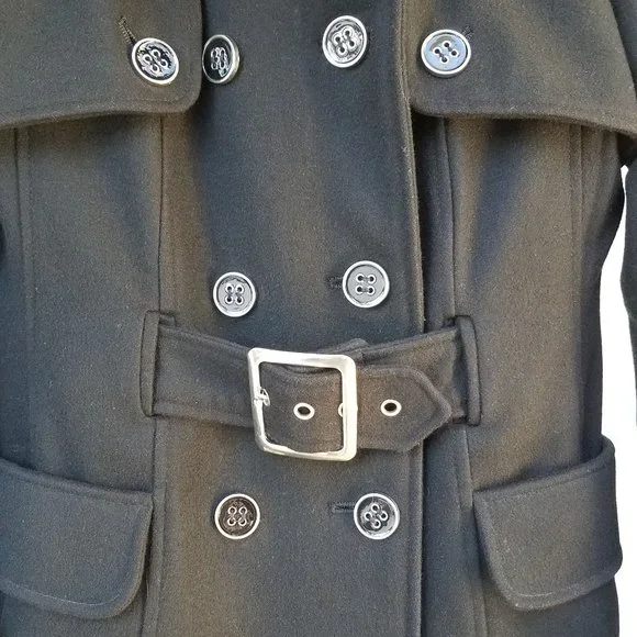 Green with envy Black wool blend peacoat - Picture 4 of 11